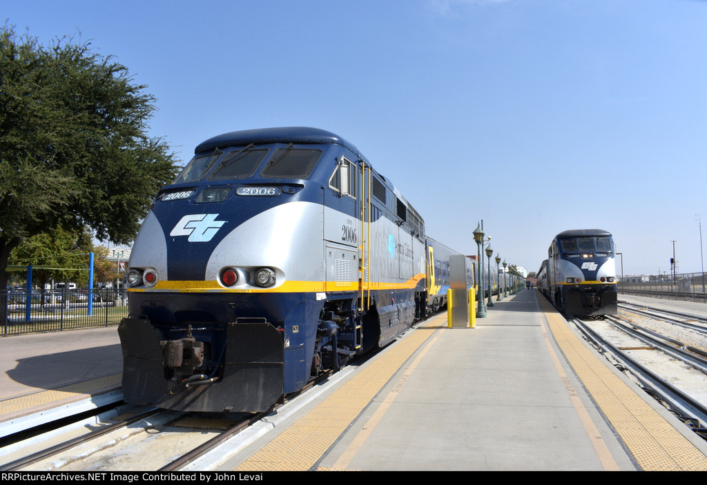 Amtrak Train # 702 on left and Amtrak Train # 715 on right 